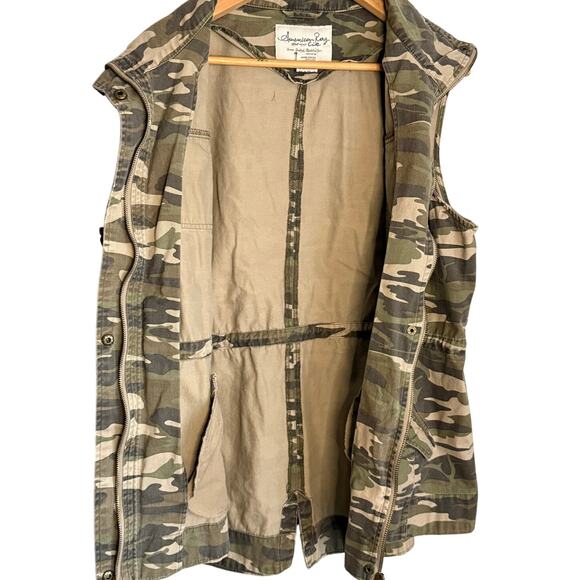 American Rag Camo Utility Vest Women’s Large Army Green Full Zip - Picture 5 of 6
